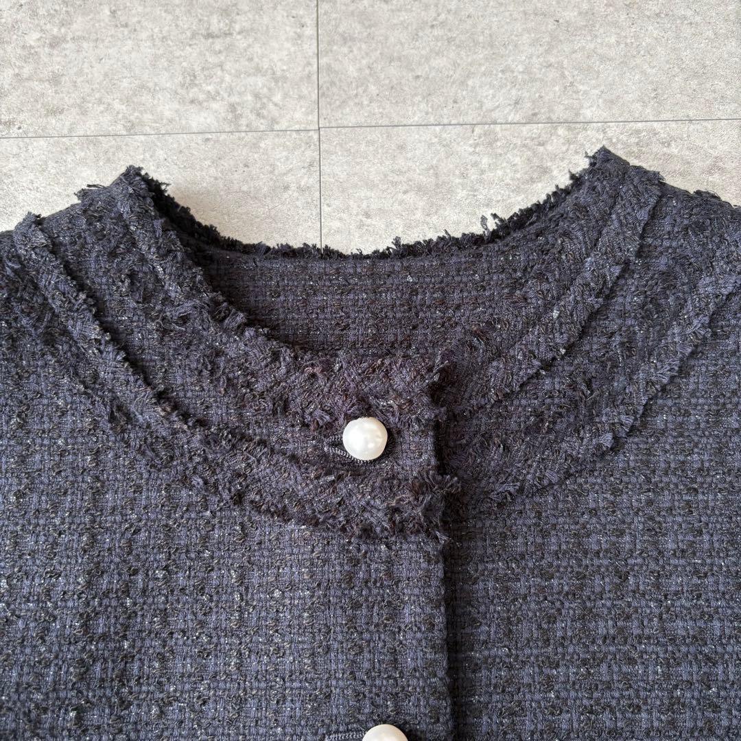 NOLLEY'S ノーリーズ ツイードノーカラージレ パールボタン ペプラム NOLLEY'S ノーリーズ ツイードノーカラージレ パールボタン ペプラム