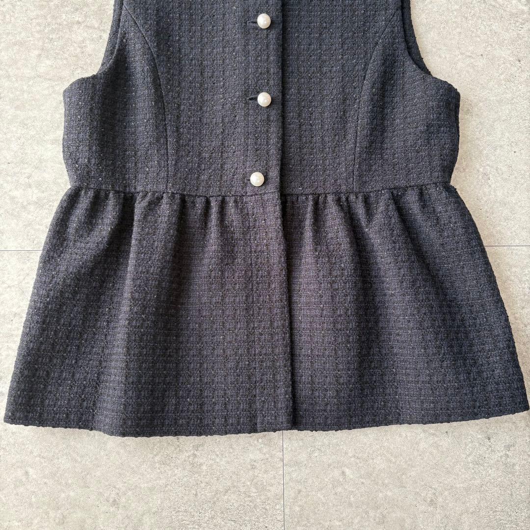 NOLLEY'S ノーリーズ ツイードノーカラージレ パールボタン ペプラム NOLLEY'S ノーリーズ ツイードノーカラージレ パールボタン ペプラム