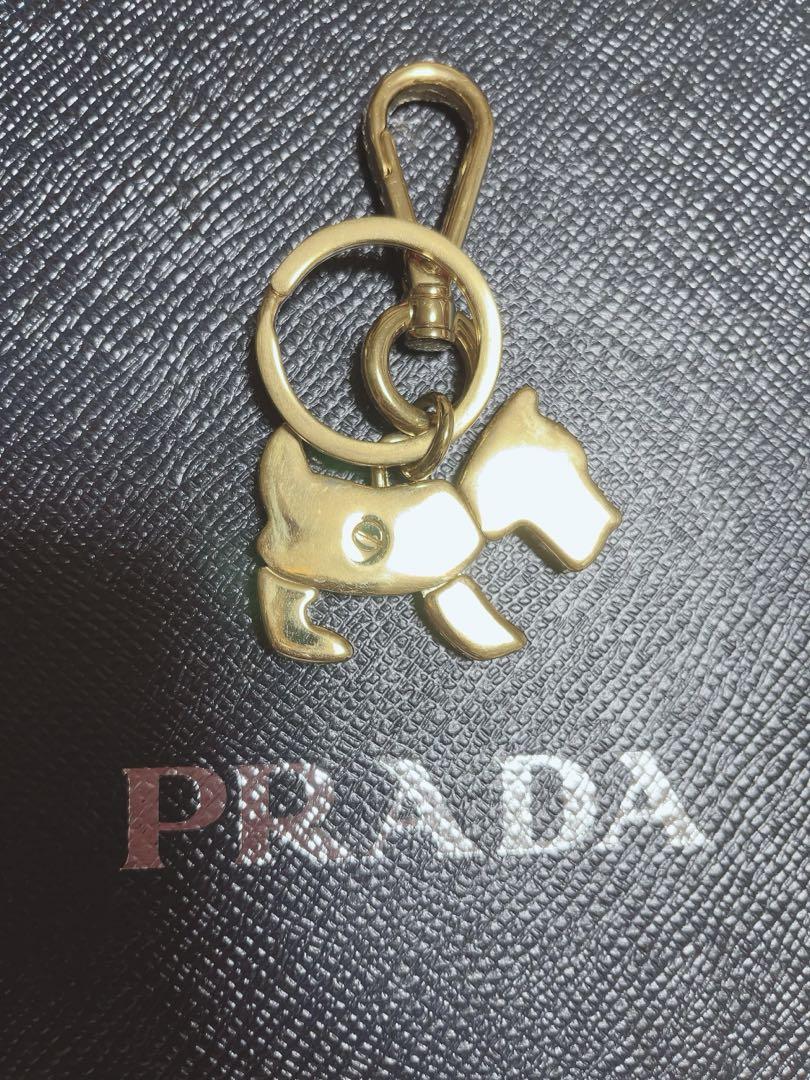 海外通販サイト ブランド PRADA アクセサリー キーケース 黒 定価7万 チャーム キーリング ドッグ 未使用 アクセサリー