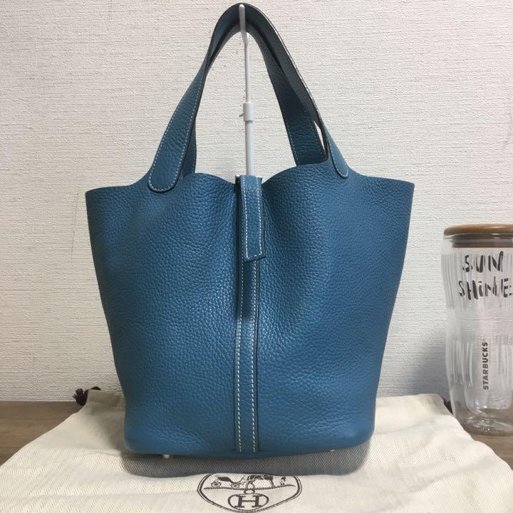 美品》 HERMES（エルメス） ピコタン MM レザー ハンドバッグ www 