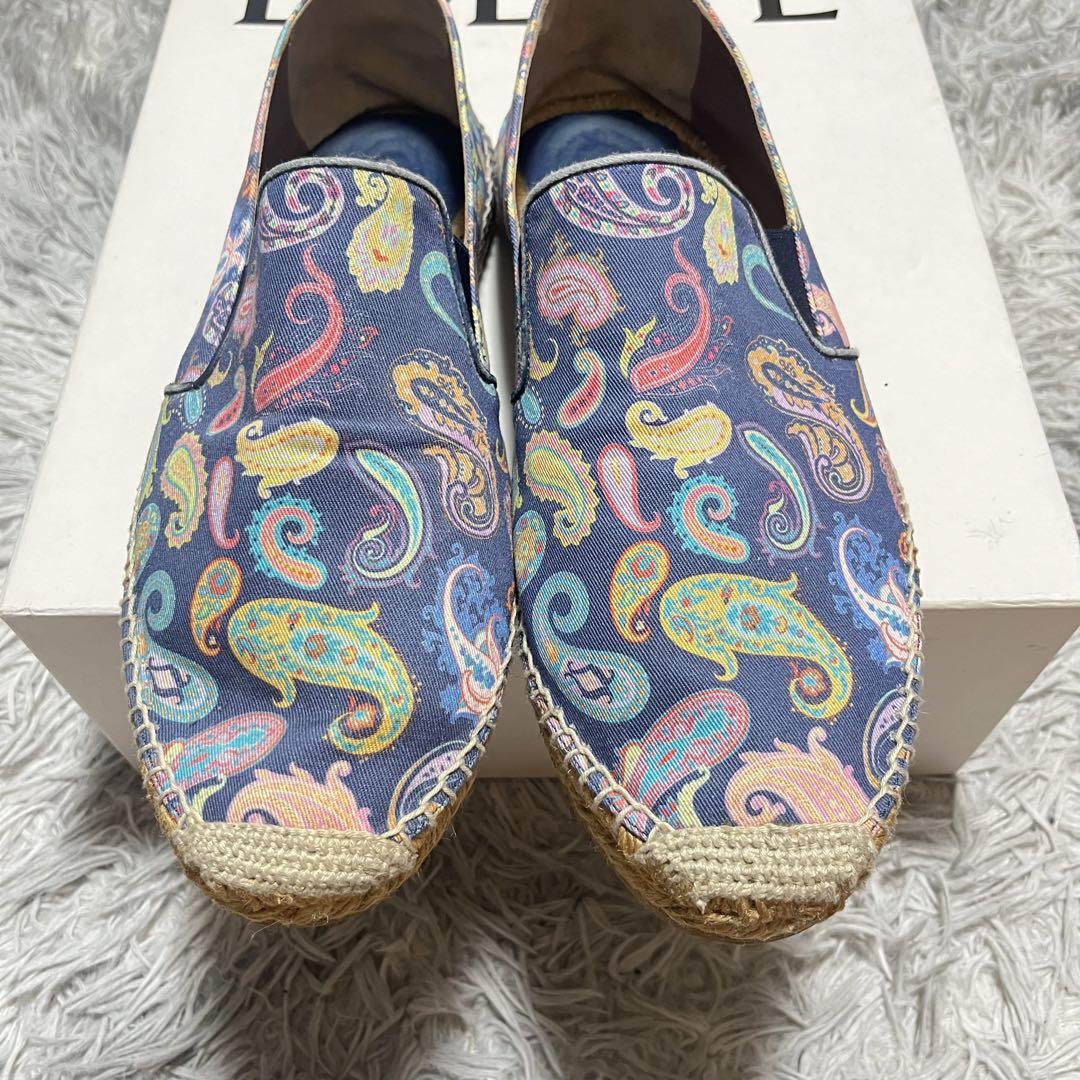 良品】ETRO エトロ エスパドリーユ 総柄 ペイズリー マルチ