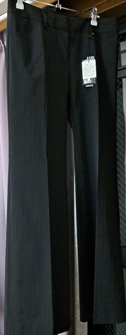 新品　theory セミワイドパンツ 黒　ストライプ　ストレッチ サイズ4