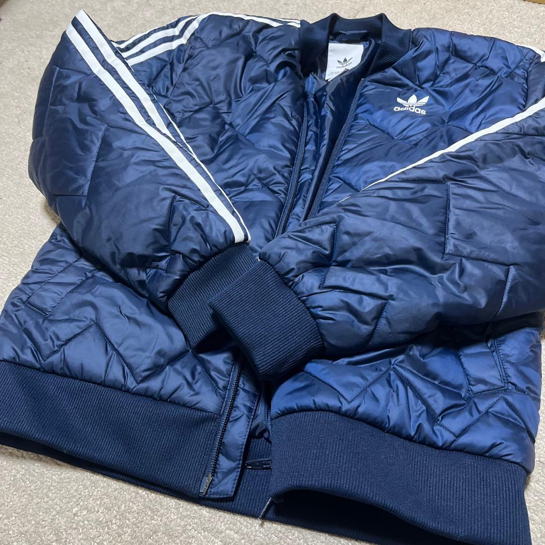 美品)adidas キルティングジャケット ネイビー - メルカリ
