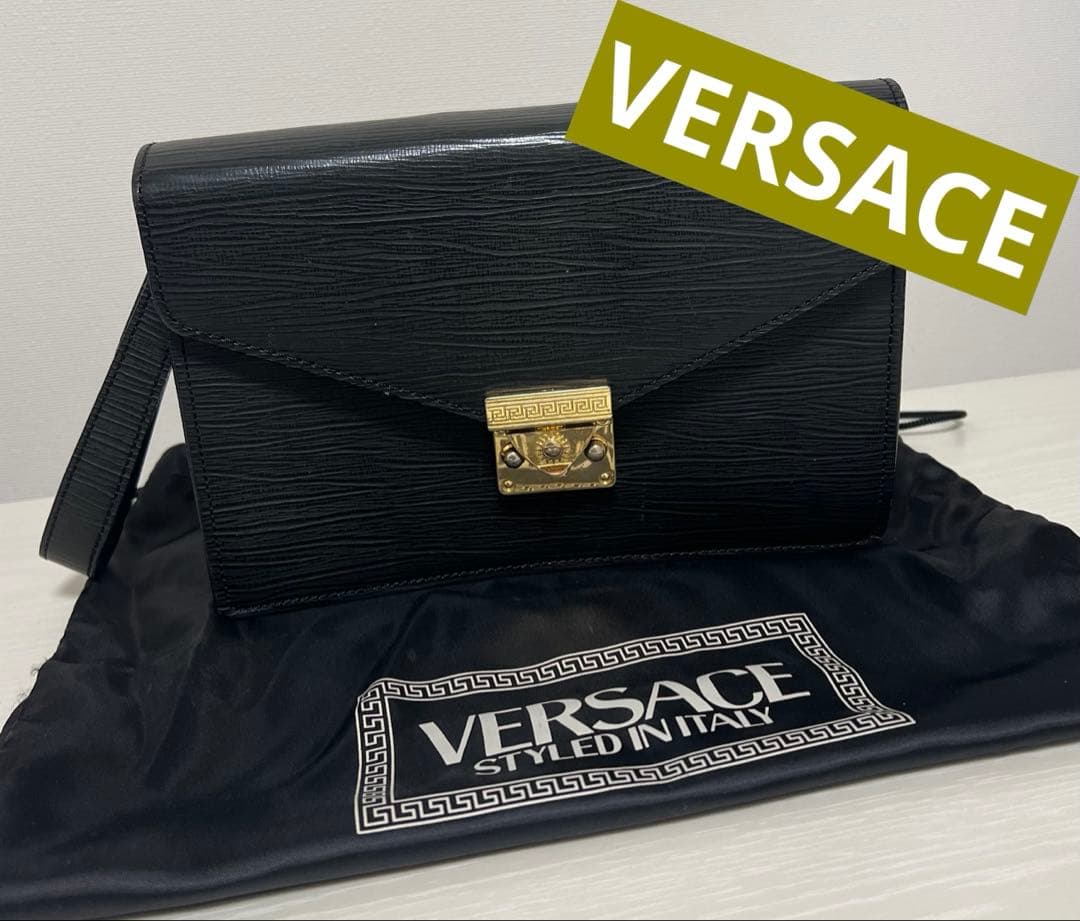 GIANNI VERSACE 太陽神 サンバースト セカンドバッグ 黒