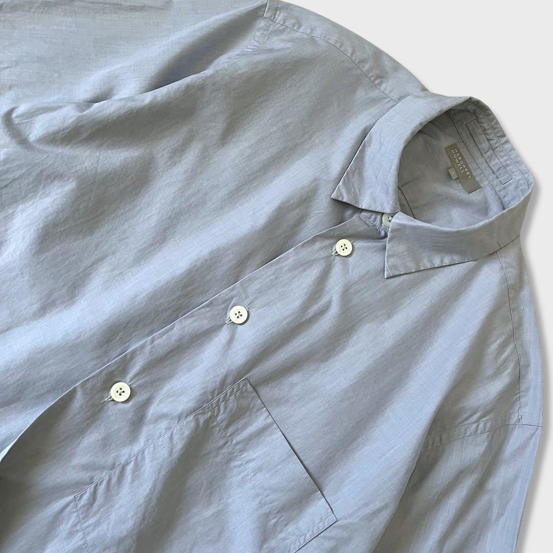 美品 マーガレットハウエル 23SS コットン 半袖シャツ ブルー 美品 マーガレットハウエル 23SS コットン 半袖シャツ ブルー