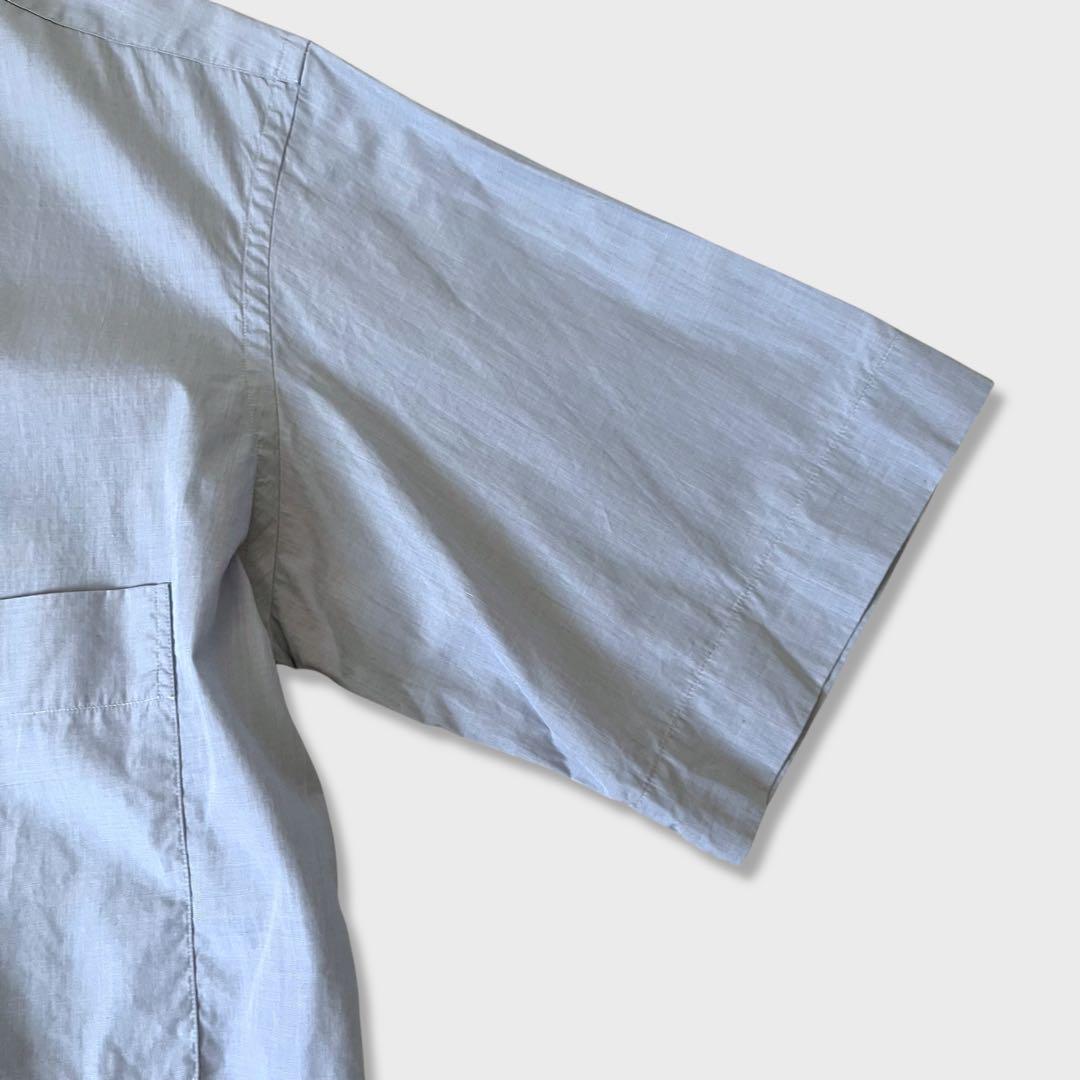 美品 マーガレットハウエル 23SS コットン 半袖シャツ ブルー 美品 マーガレットハウエル 23SS コットン 半袖シャツ ブルー