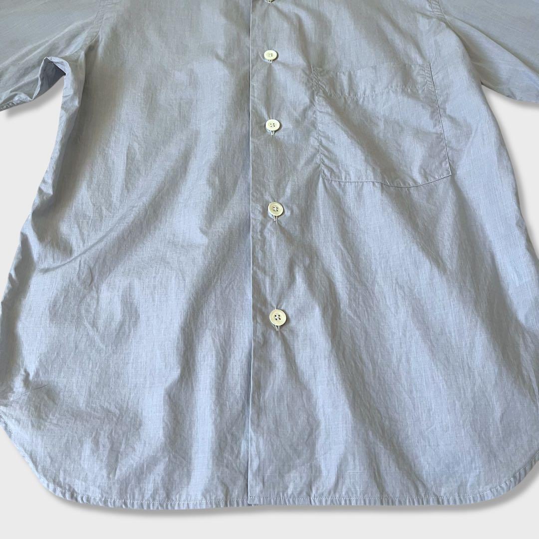美品 マーガレットハウエル 23SS コットン 半袖シャツ ブルー 美品 マーガレットハウエル 23SS コットン 半袖シャツ ブルー