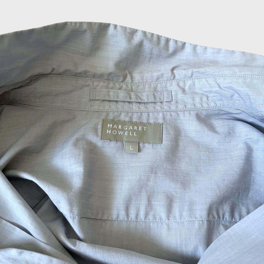 美品 マーガレットハウエル 23SS コットン 半袖シャツ ブルー 美品 マーガレットハウエル 23SS コットン 半袖シャツ ブルー