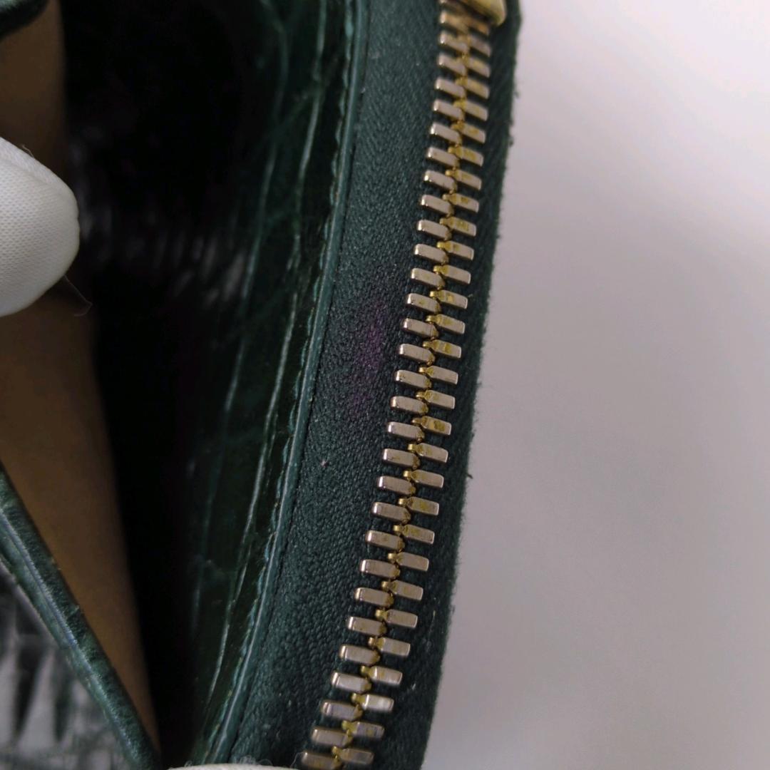 イルビゾンテ　ラウンドジップ　ファスナー　財布　グリーン　クロコ　ゴールド