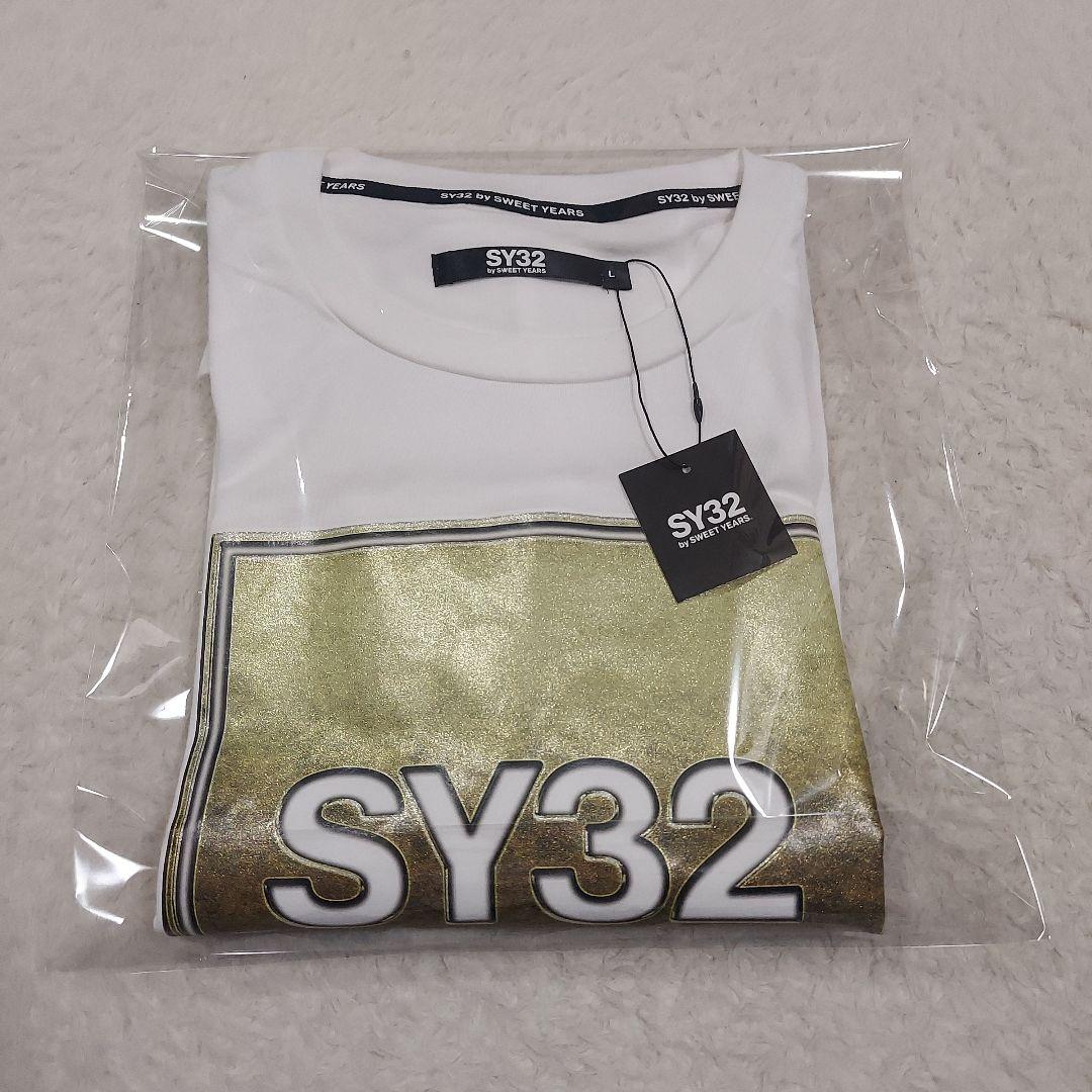 新品 SY32 by SWEET YEARSゴールドシールドロゴTシャツ/L