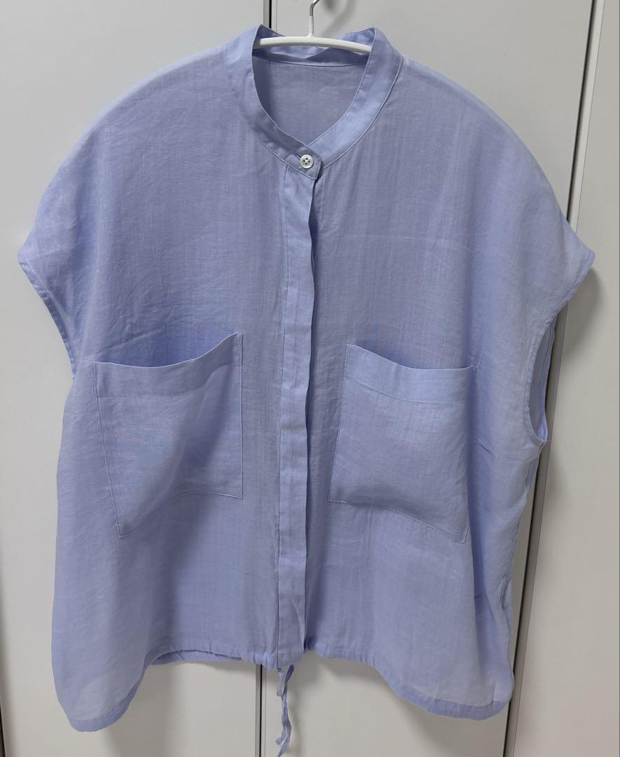 FRAMeWORK キャップスリーブドロストシャツ　サックスブルー
