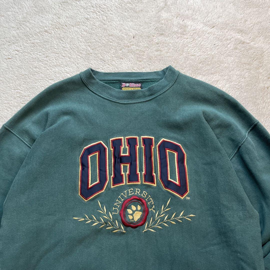 90s vintage USA製　刺繍ロゴ　スウェット　トレーナー　グリーン