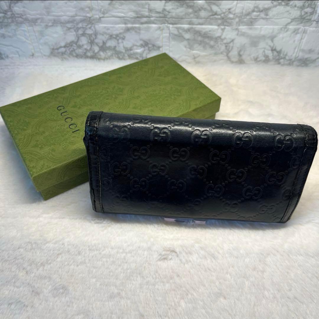 GUCCI シマレザー　長財布 ブラウン　インターロッキングGG
