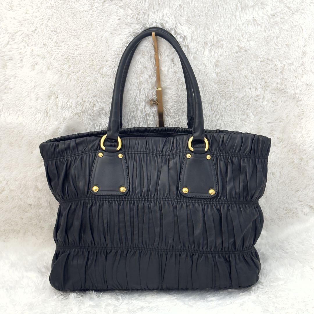 美品⭐️PRADA プラダ ハンドバッグ レザー ブラック ナッパレザー トート