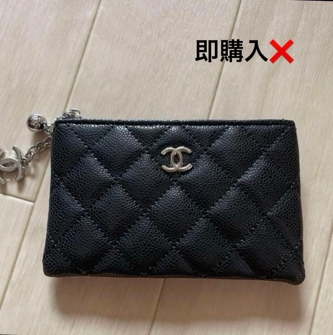 CHANEL ブラック キルティング コインケース