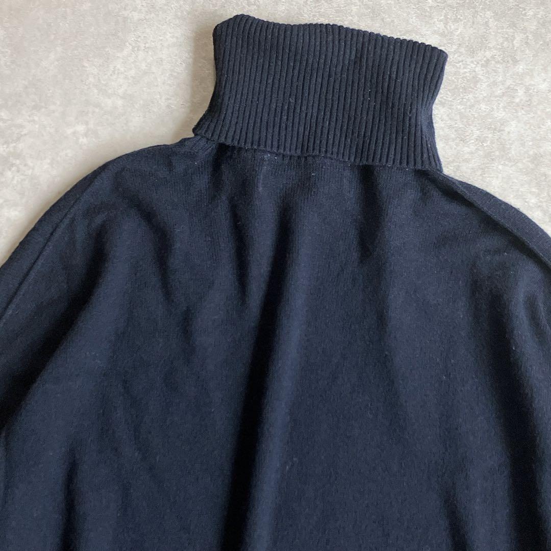 美品✳︎ザシンゾーン タートルネックドルマンニット ネイビー チュニック丈