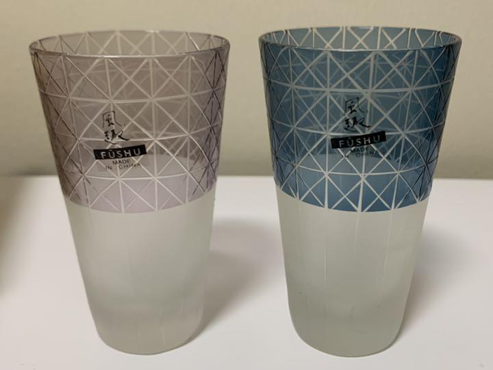 KIRIKO 色被せ切子ペア一口ビール(木)未使用