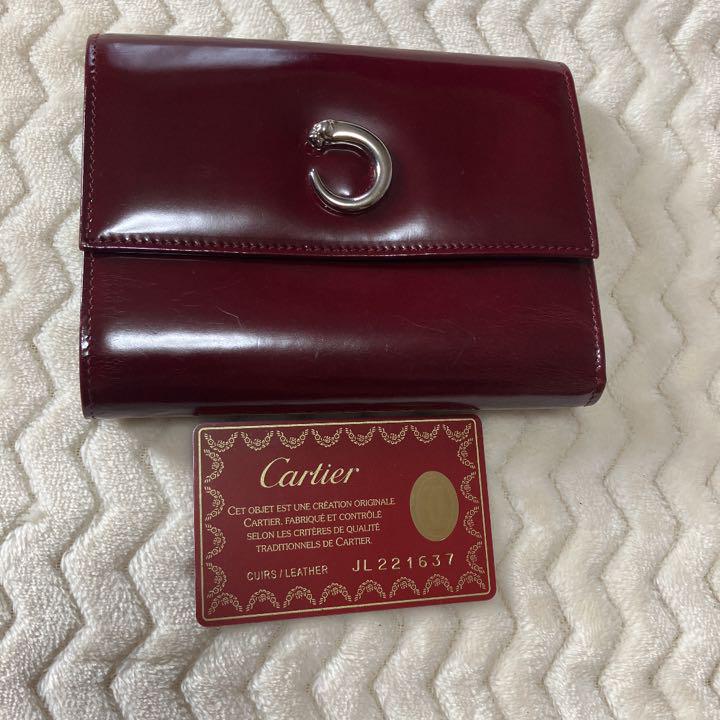 (激安) (訳あり) カルティエ 二つ折り財布 パンサー ボルドー