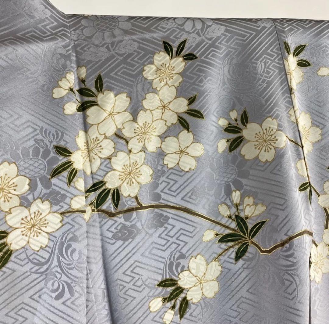 【値下げしました】薄紫 水色 花柄 蝶模様 振袖
