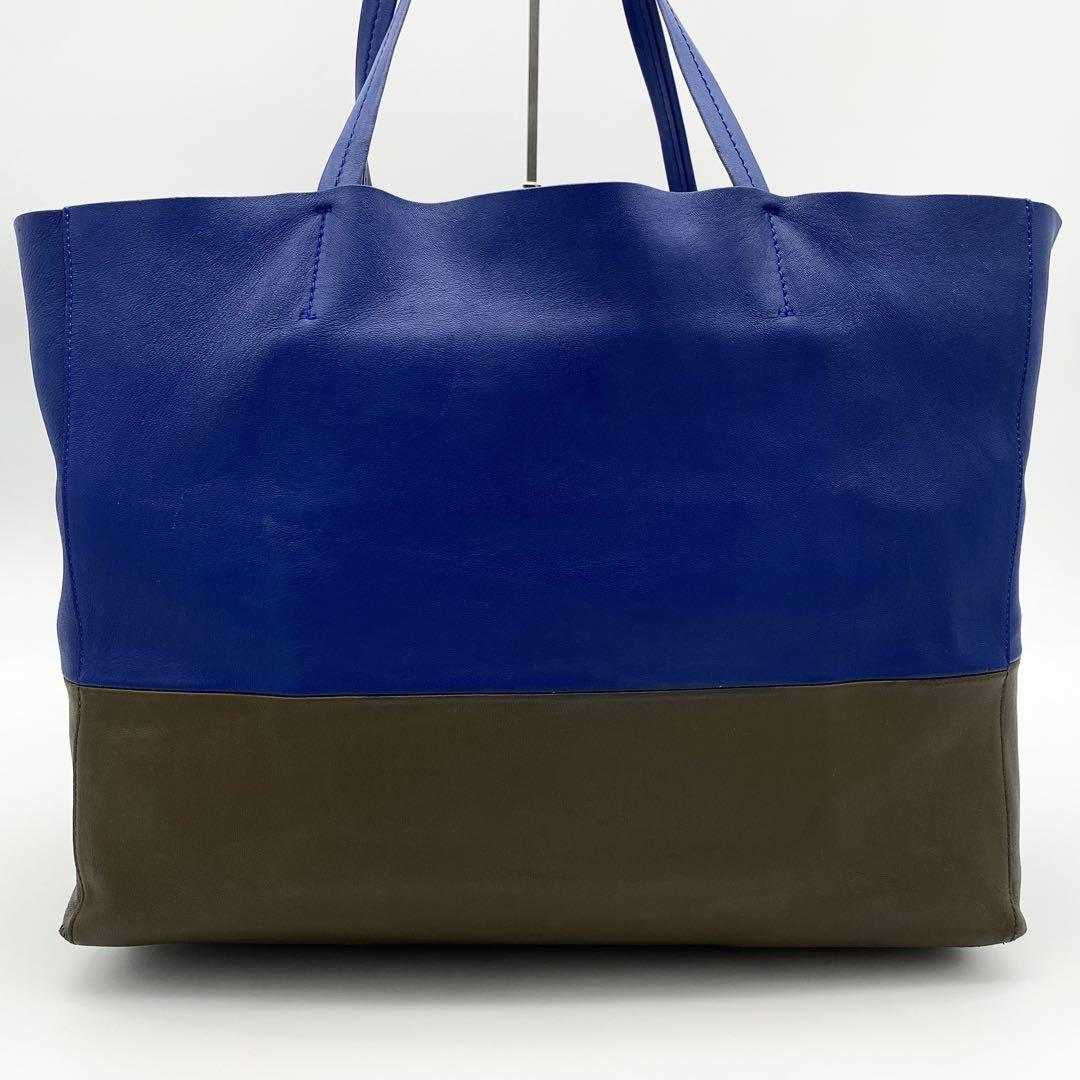 ずっと気になってた CELINE トートバッグ ホリゾンタルカバ ブルー×ブラウン レザー バッグ