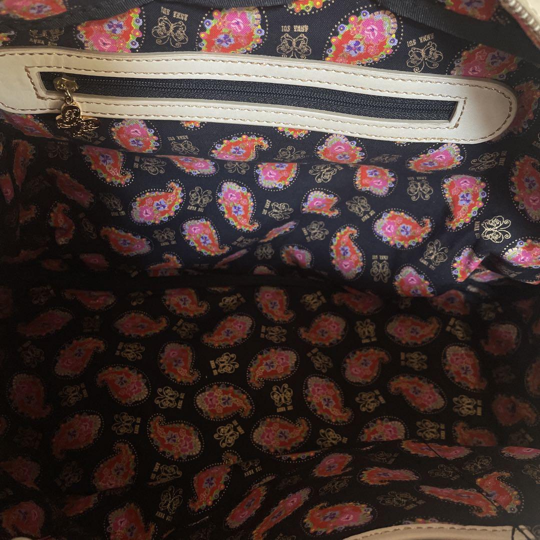 ANNA SUI アナスイアイボリー 花柄エンボス バッグ 旅行 女子旅