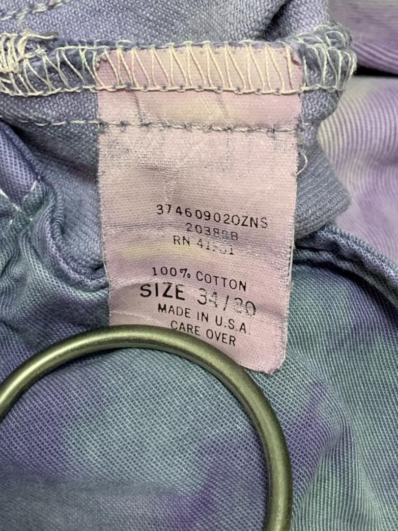 [90s RRL] むら染め カラーデニムパンツ 34 革パッチ パープル系