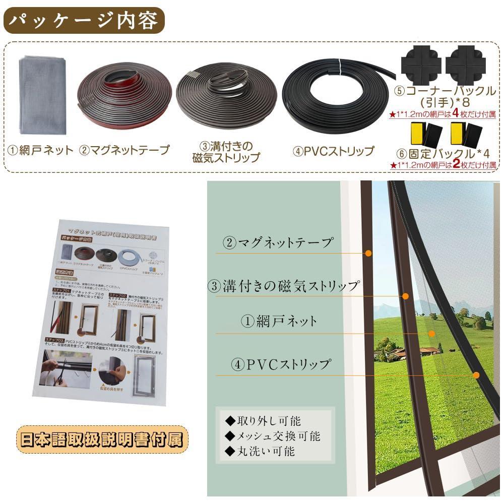自由にカット 窓用 網戸キット マグネット式開閉 簡易網戸 防虫ネット