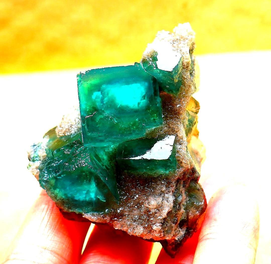 フローライト(蛍石) 緑色 大粒 キュービック 98.3g 64mm 鉱物標本