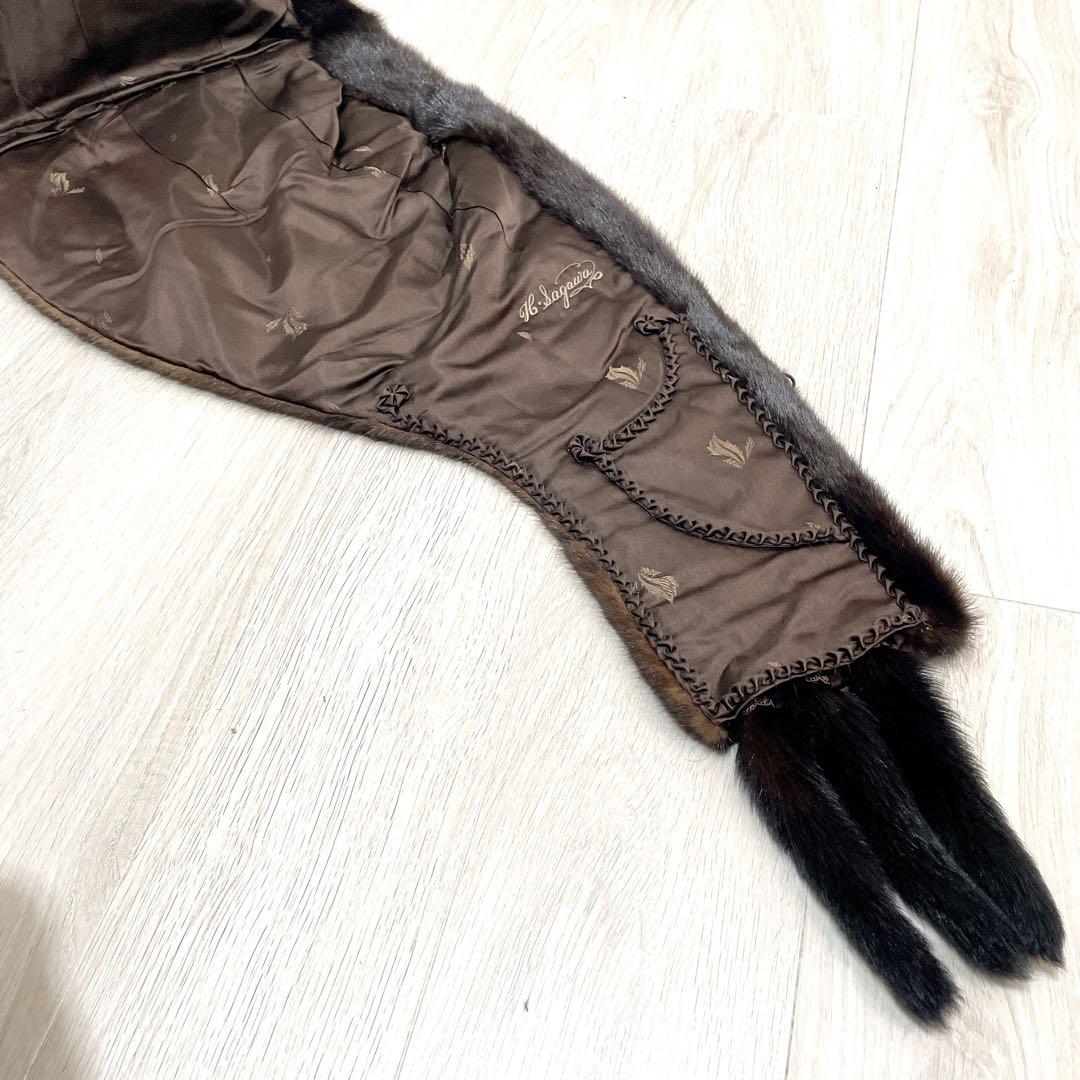 美品【マホガニーミンク】大判 ティペット リアルファー 毛皮 MINK マフラー