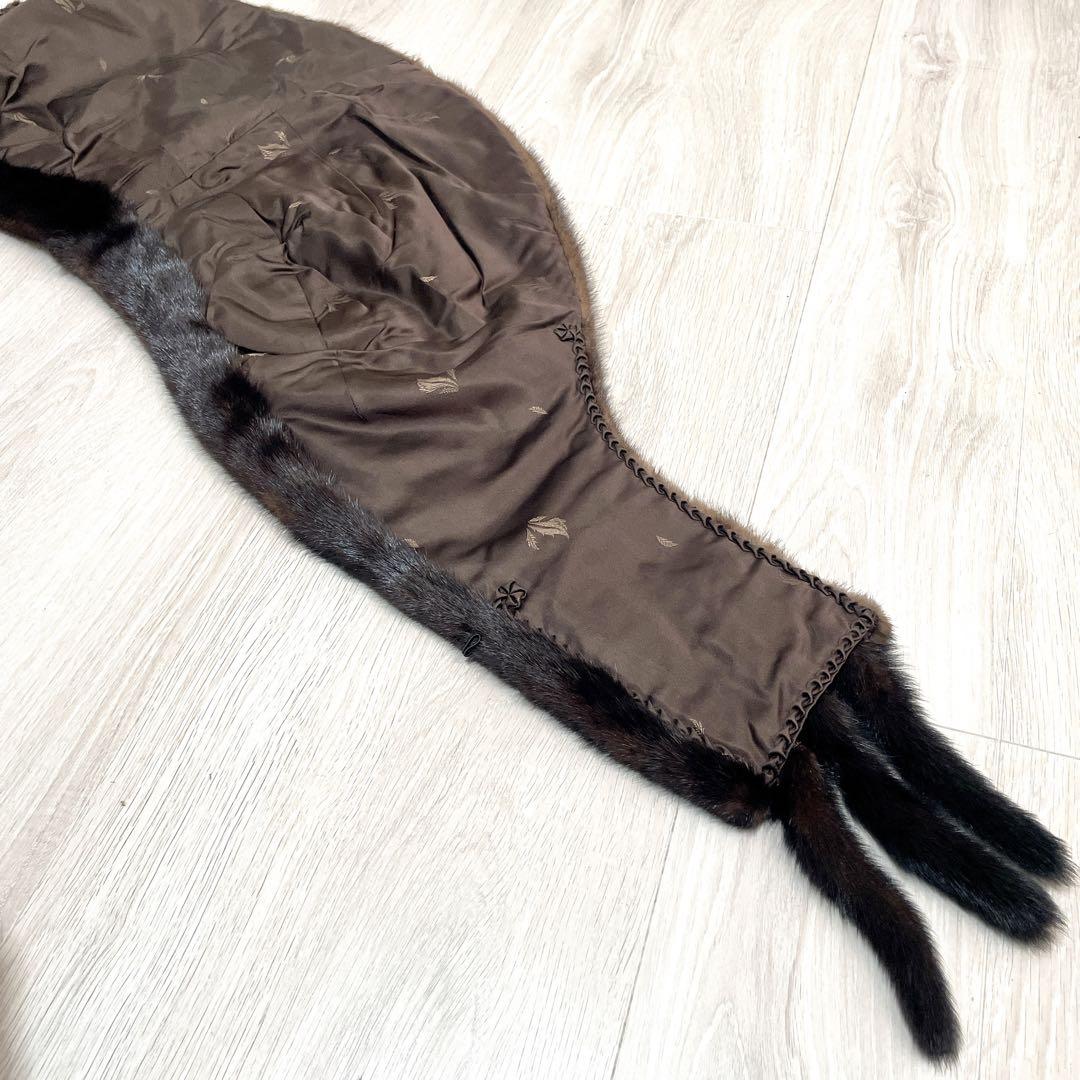 美品【マホガニーミンク】大判 ティペット リアルファー 毛皮 MINK マフラー