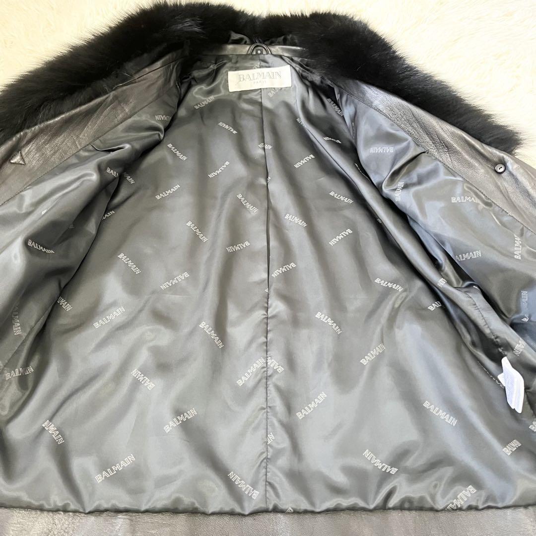 極美品！バルマン　羊革　フォックスファー　2way レザージャケット　ブラック