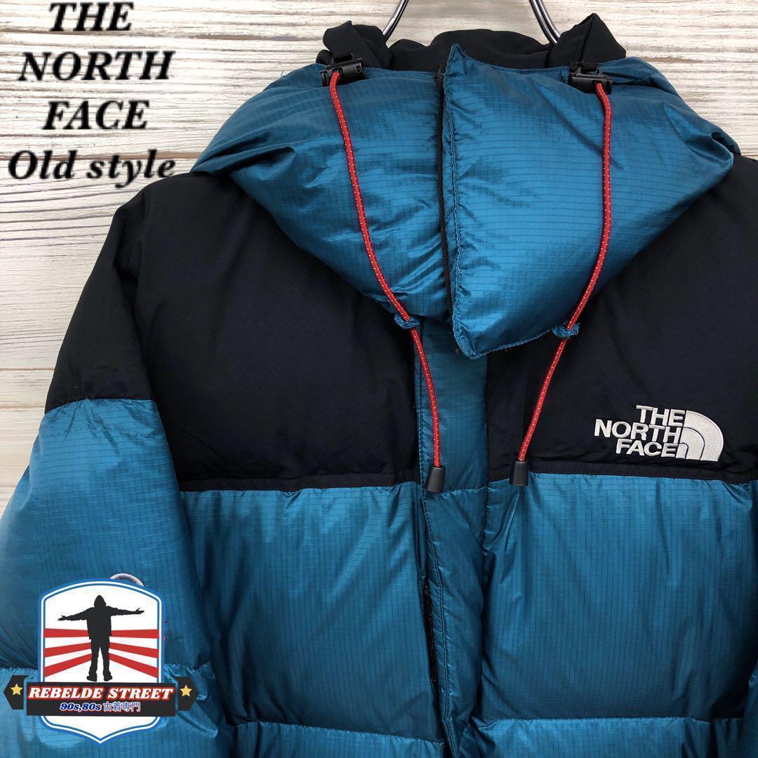 《希少》ザノースフェイスダウンジャケット XL 刺繍ロゴ ブルー D544