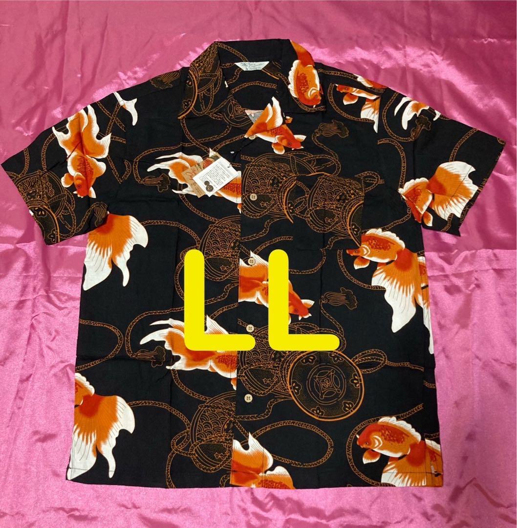 金魚 キンギョ 和柄シャツ アロハシャツ 半袖シャツ レーヨン メンズLL