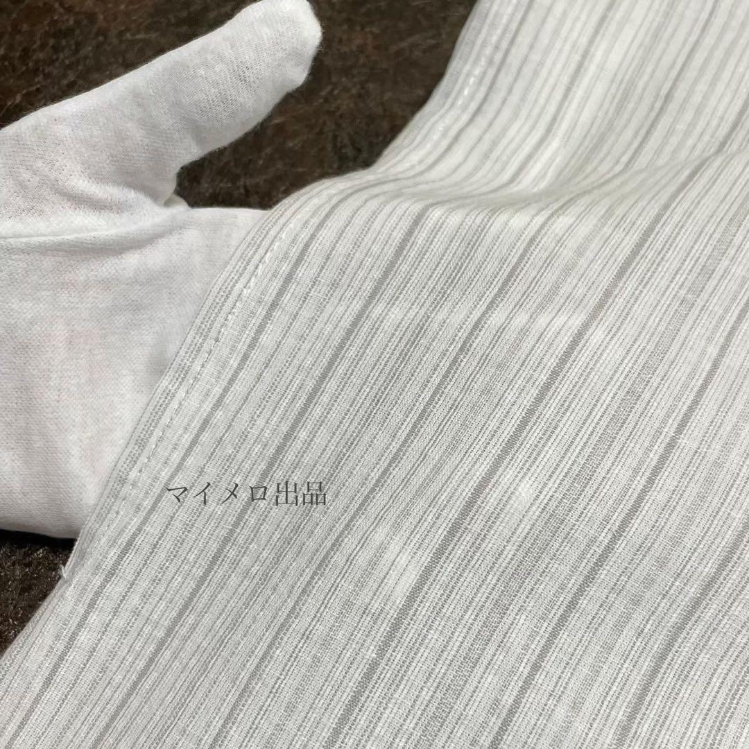 古典しじら織　浴衣　綿麻　粋な夏着物　縞柄　献上柄帯   4M   2点802②