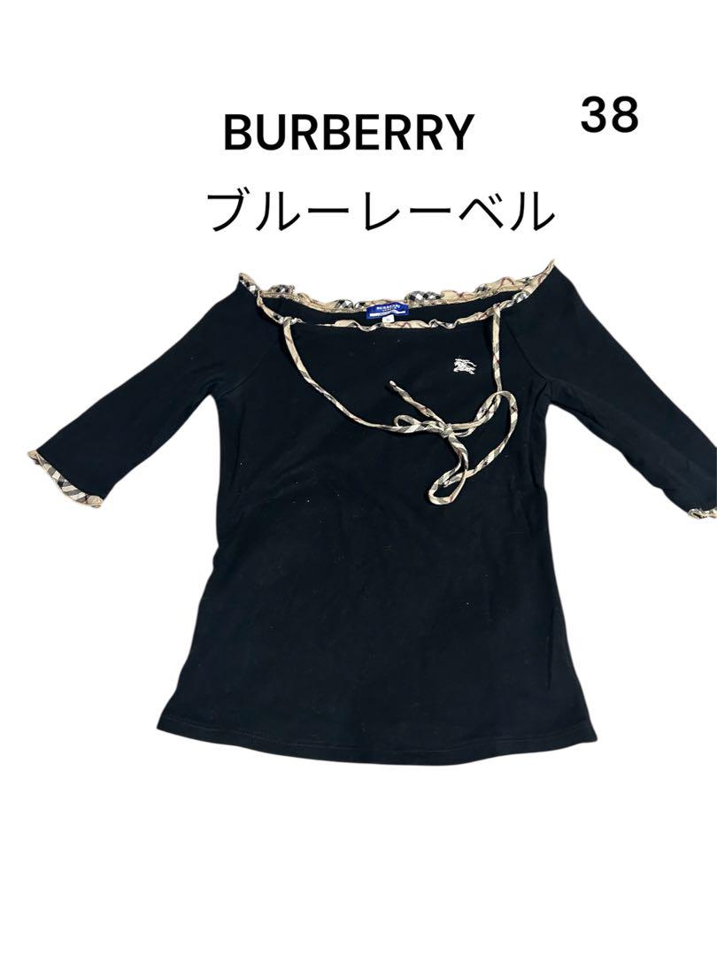 BURBERRY ブルーレーベル 五分袖ノバチェック柄リボン ホース刺繍