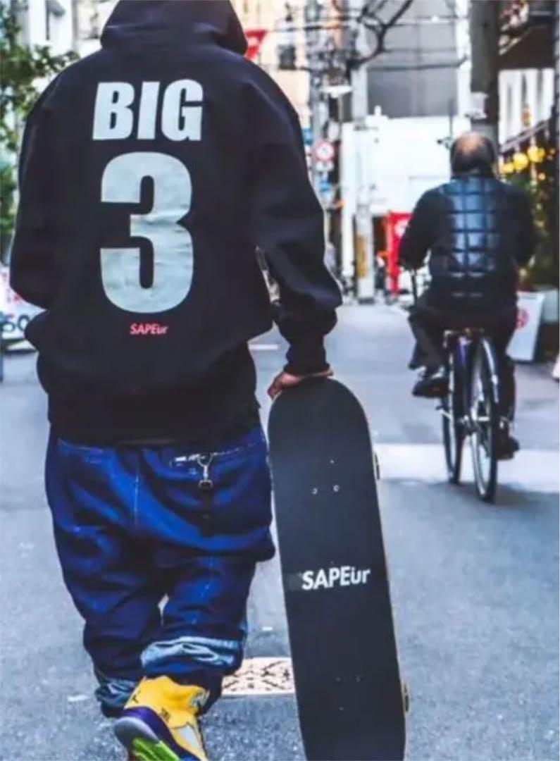 SAPEur BIG 3 Hoodie サプール パーカー XXL ブラック | alfasaac.com