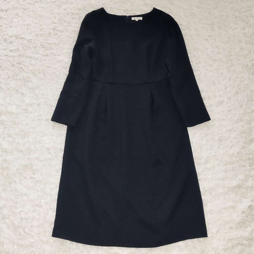 美品★PLST プラステ フォーマル 長袖 ロング ワンピース M ネイビー