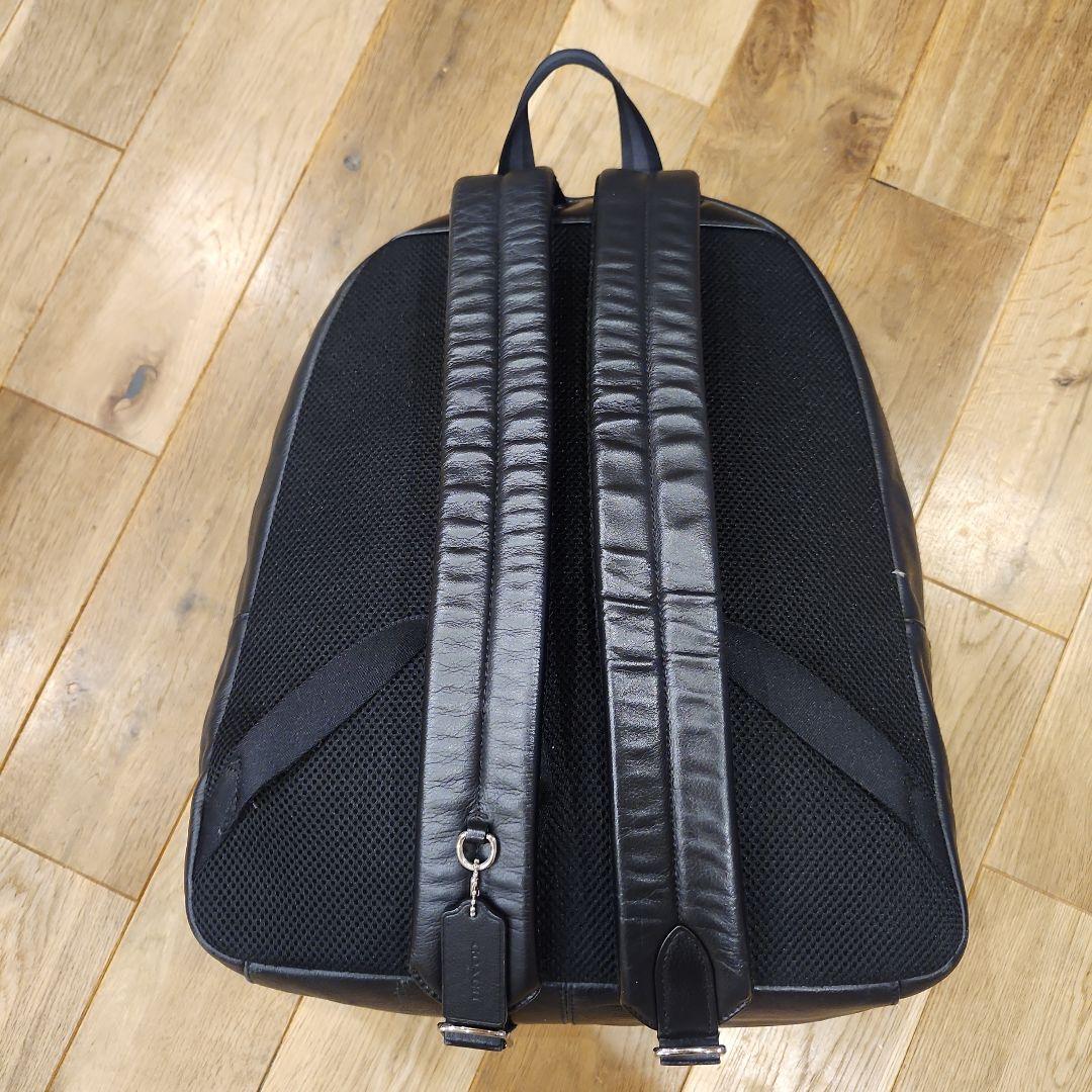 コーチ COACH レザー バックパック チャールズ ロゴ型押し ブラック