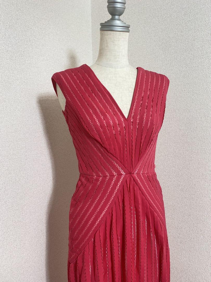 8476. TADASHI SHOJI ロングドレス Vネック スリット入り