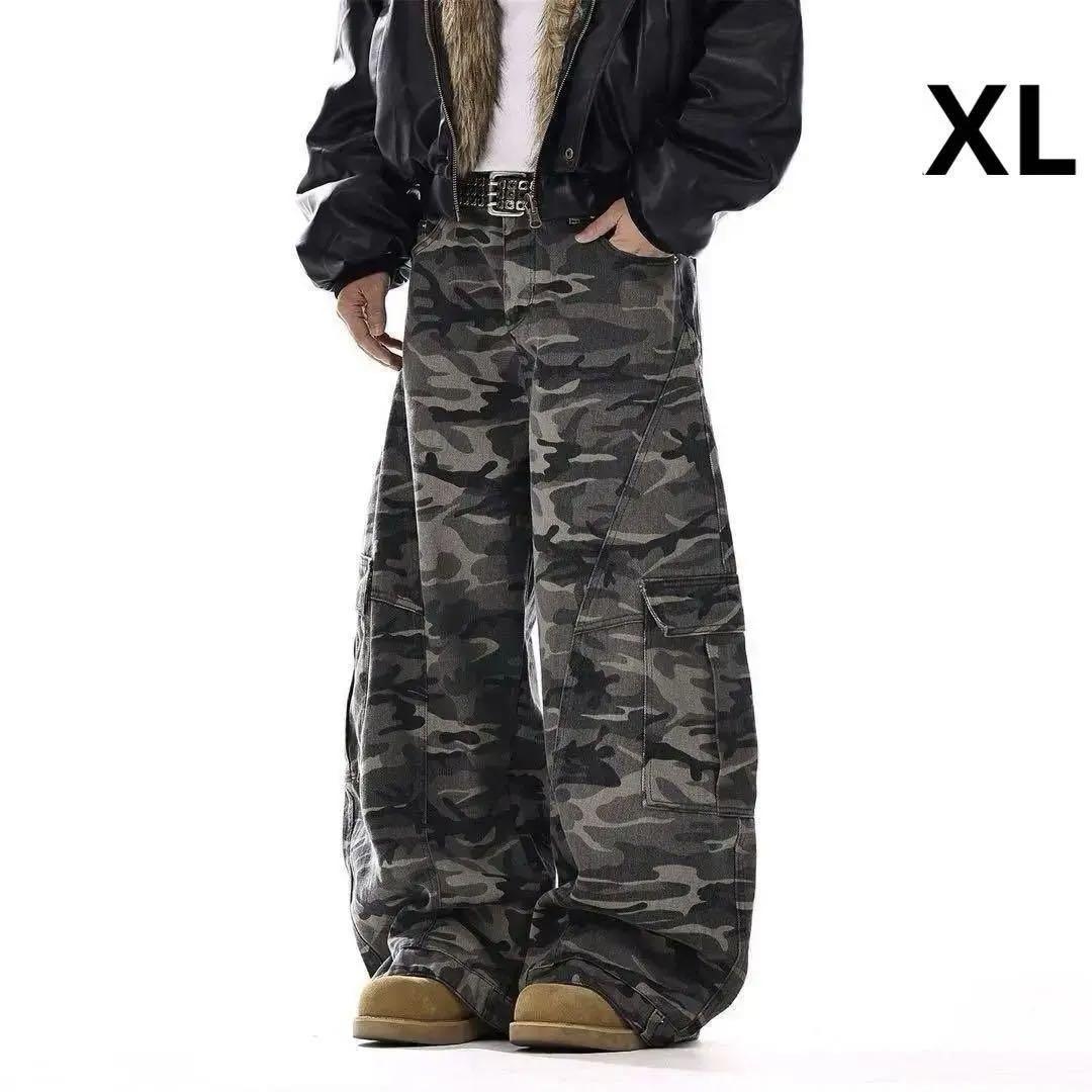y2kデニムパンツ 迷彩バギーデニム　新品未使用　迷彩デニム　XL