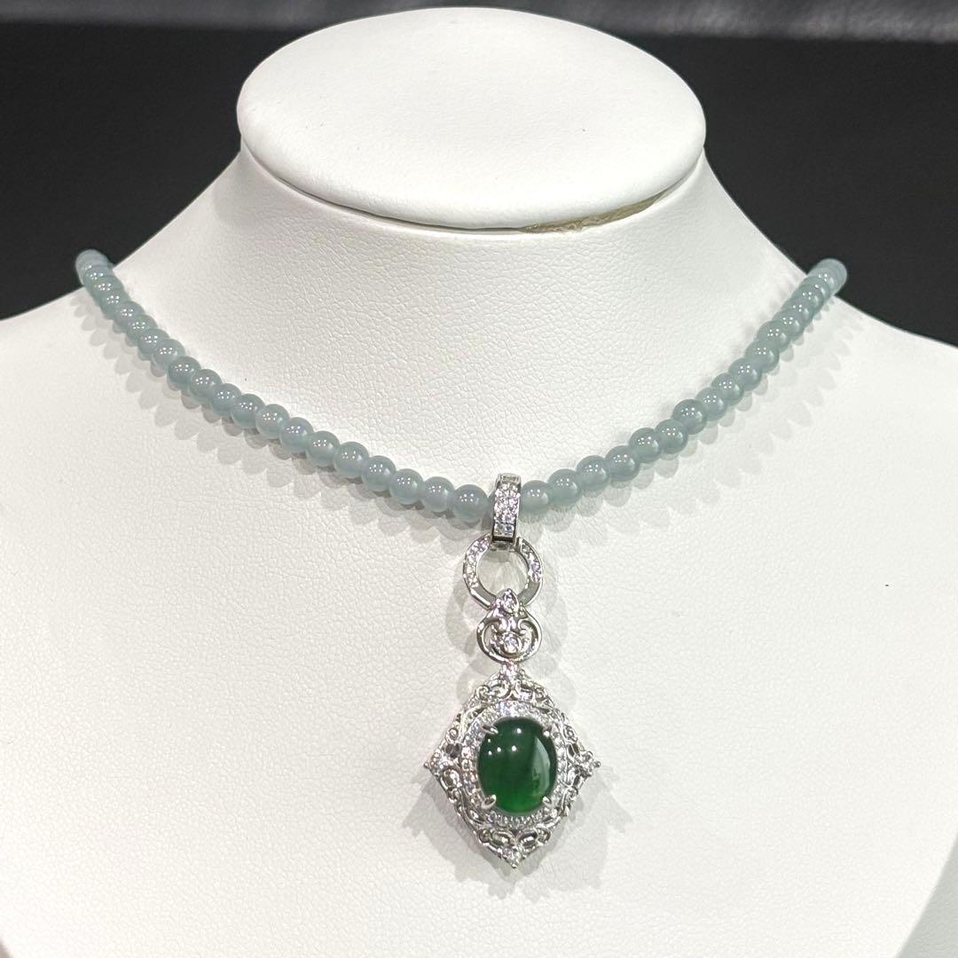 天然 翡翠 A貨 氷種 藍水 ネックレス 天然 翡翠 A貨 氷種 藍水 ネックレス