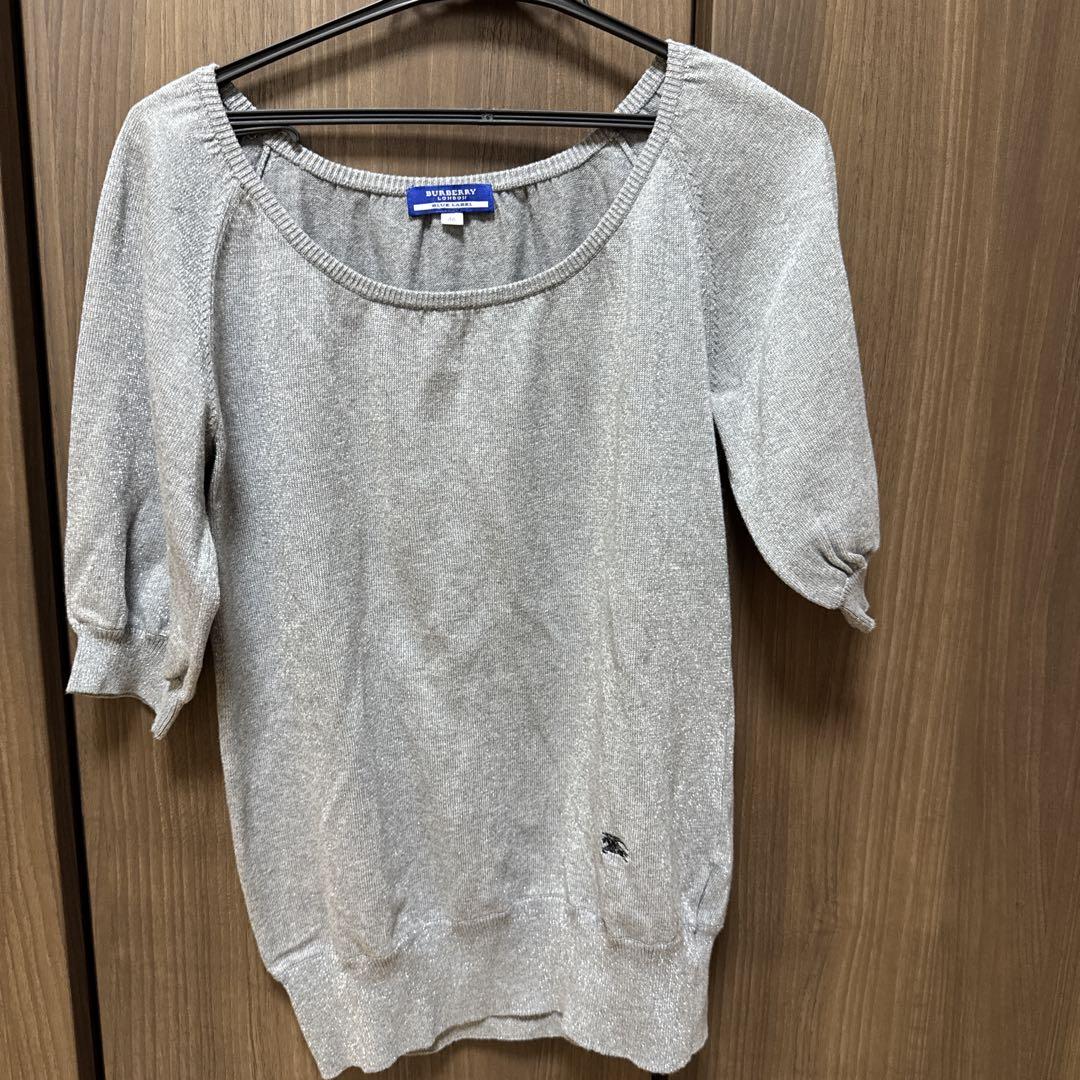 BURBERRY BLUE LABEL ニット　38 レディース BURBERRY BLUE LABEL シルバー 五分袖 ニット 38サイズ - メルカリ
