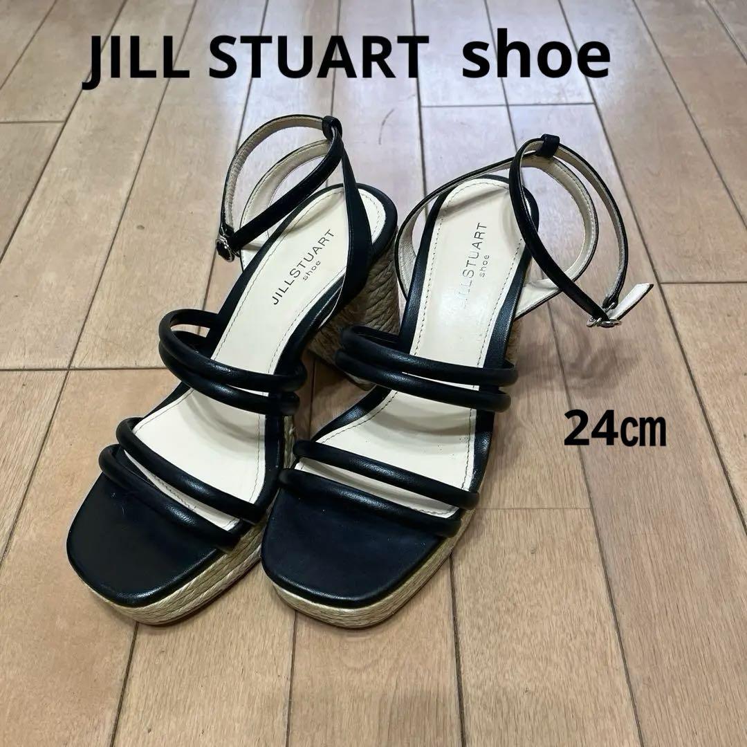 JILL STUART shoe ウェッジサンダル　アンクルストラップ　ブラック