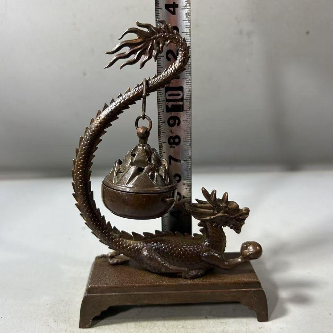 銅 細工 龍薫炉 弔り炉 博山薫香炉 茶道置物 装飾品 工芸品 置物