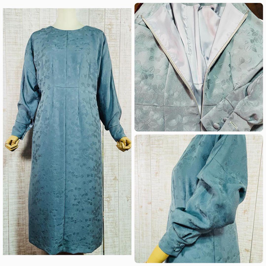 正絹綸子カフス袖総裏付きバックスリットワンピースM〜L 画像1