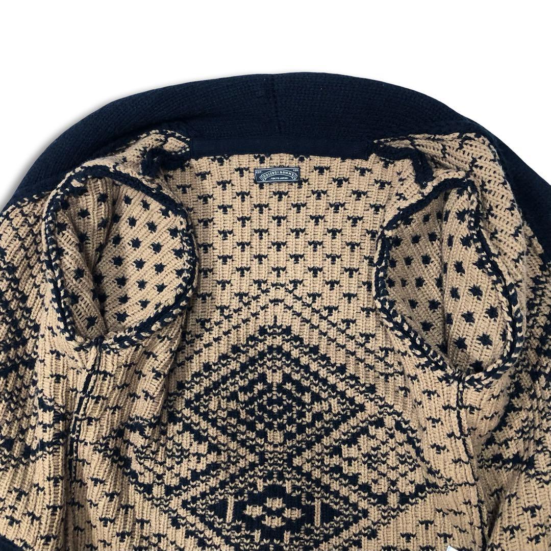 セール中⚡美品✨291295=homme カーディガン 総柄 幾何学模様