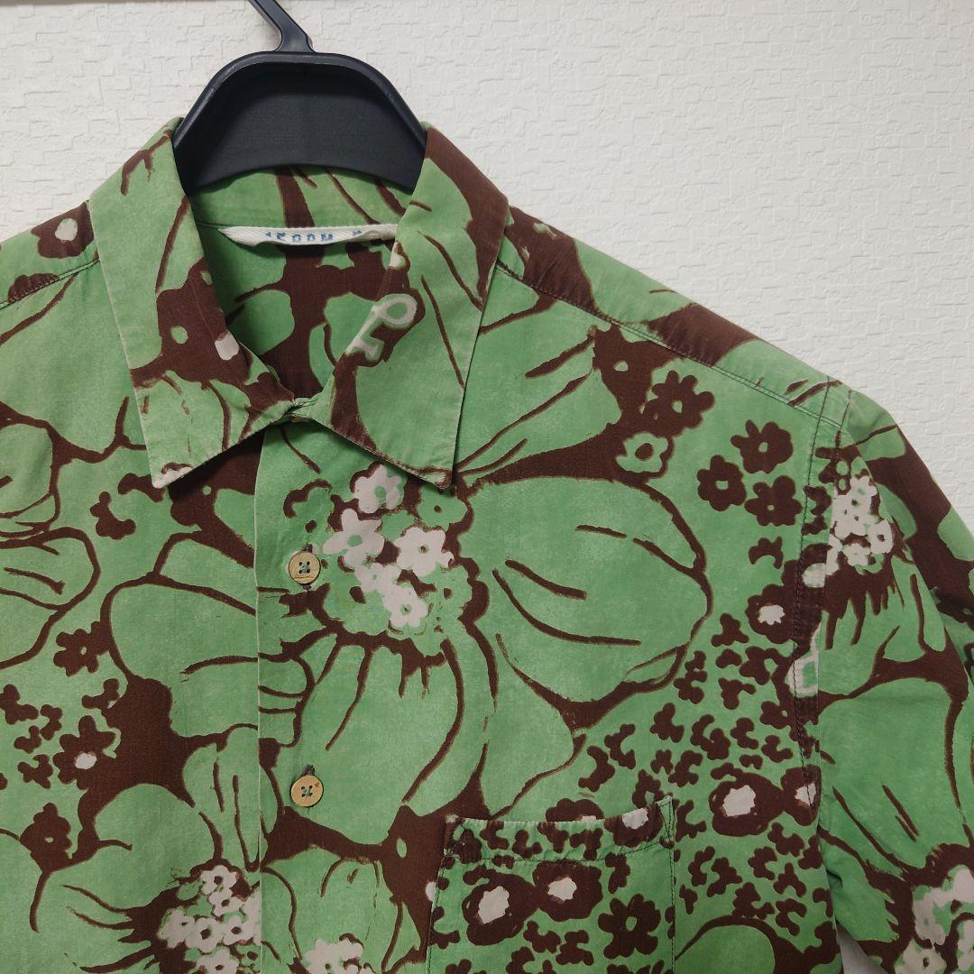 45RPM アロハシャツ 半袖シャツ ブラウン グリーン サイズ2M 45rpm