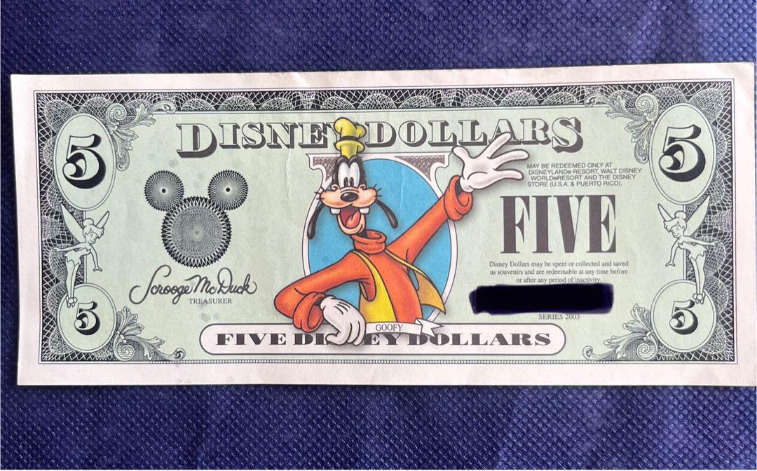 ディズニーダラー 5ドル Yahoo!オークション - ディズニーダラー 5ドル札 $5 紙幣 DISNEY