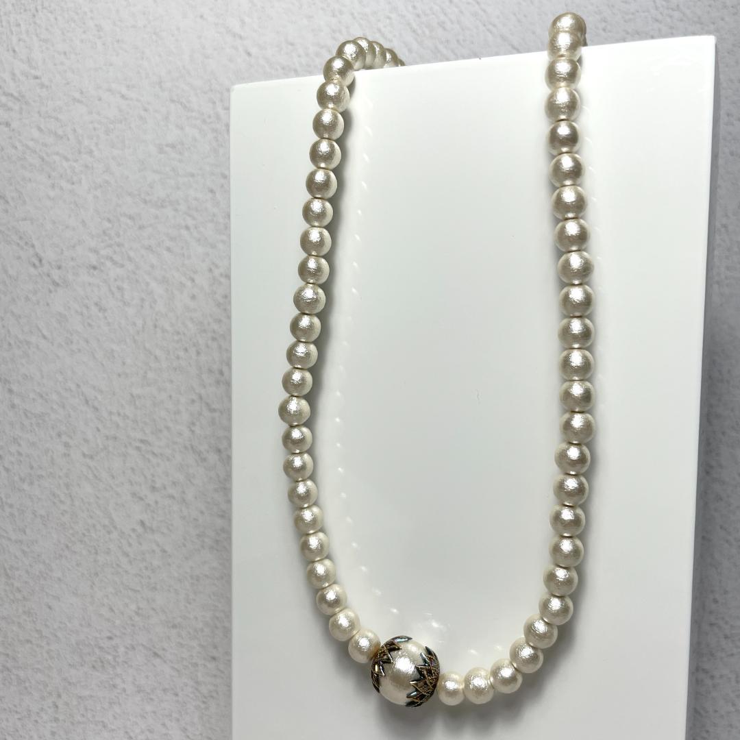 箱付き✨ ete エテ ネックレス 925 パール風 アクセントポール ホワイト