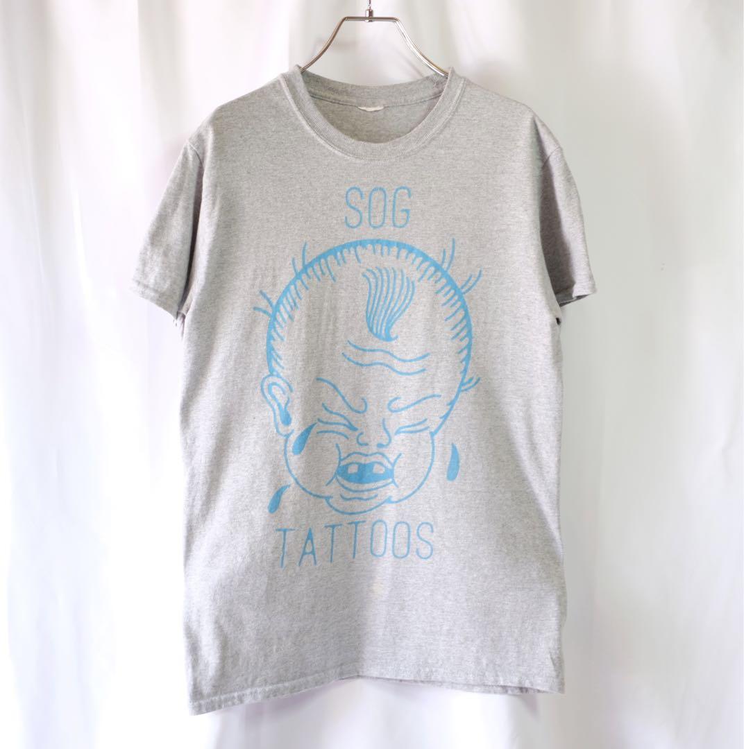 【1990s】ビンテージ Tattoos プリントTシャツ 古着 半袖 グレー